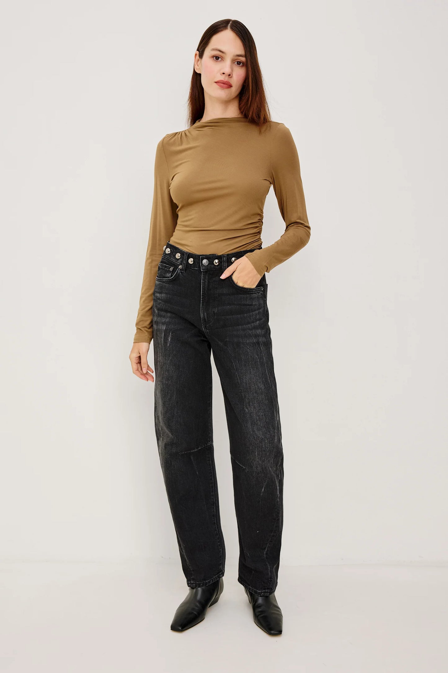 Rails | Pantalons cloutés coupe baril "SAMO" - Noir