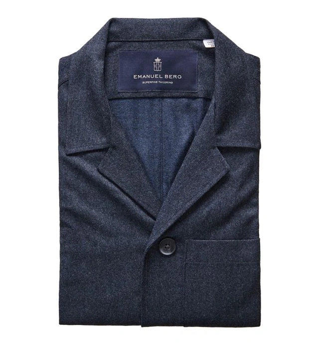 Emanuel Berg | Surchemise en flanelle de laine - Bleu