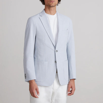 EMANUEL BERG | Le veston Seersucker 2-boutons D-Constructed - Bleu/Blanc