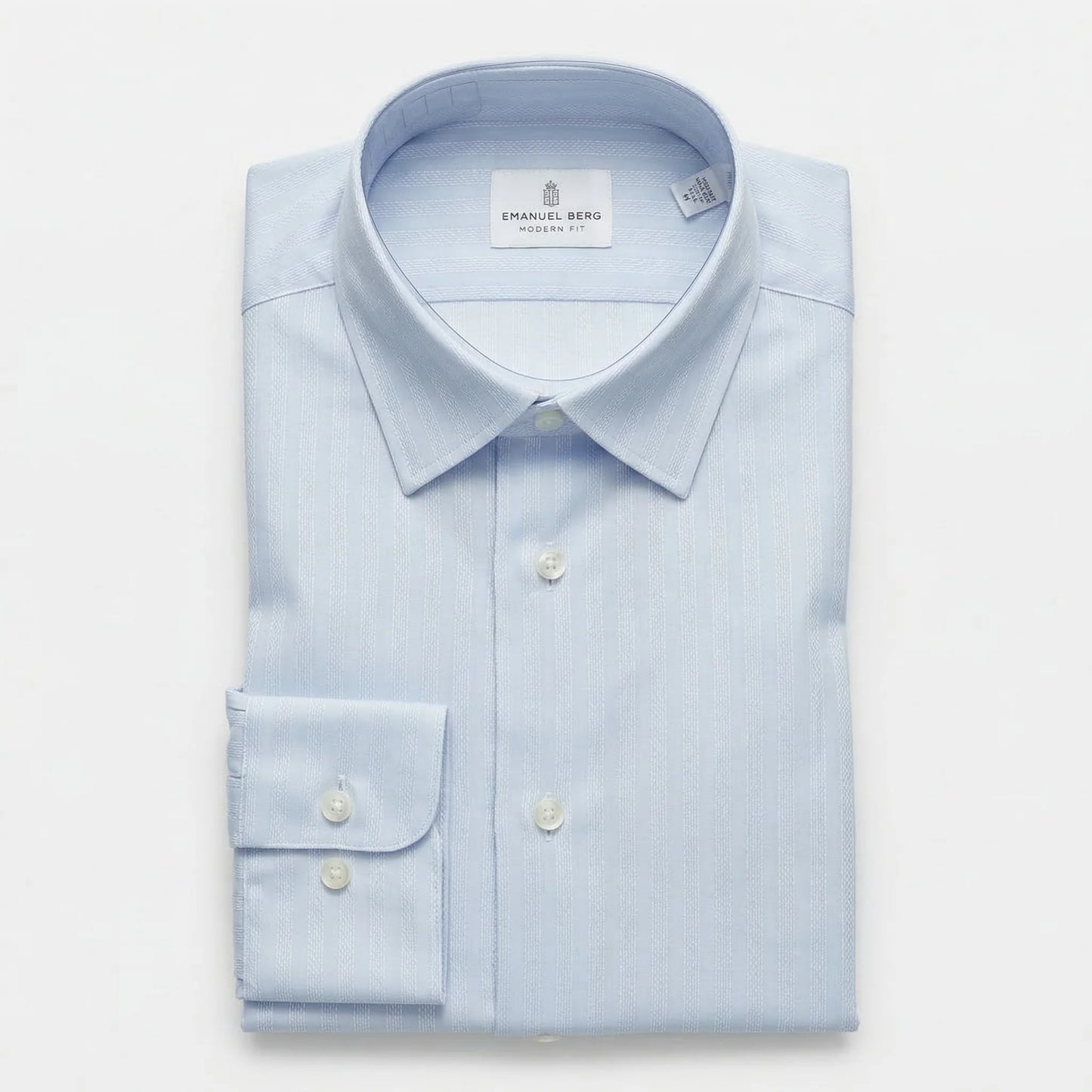 EMANUEL BERG  | Chemise en coton texturé à rayures Dobbie - Bleu clair