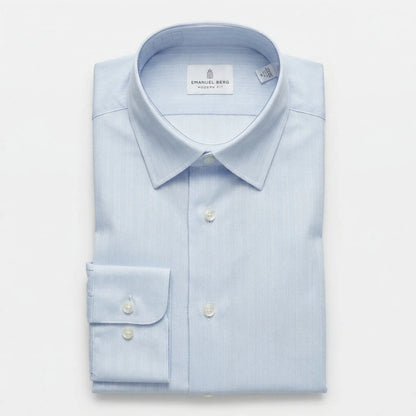 EMANUEL BERG  | Chemise en coton texturé à rayures Dobbie - Bleu clair