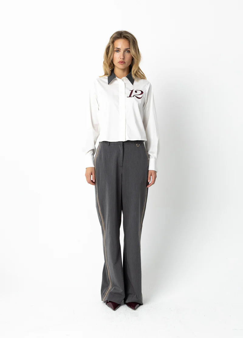 Coster | Chemise blanche courte - Blanche/ gris