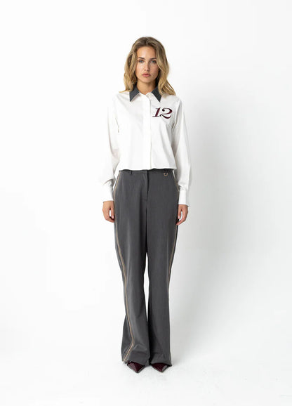 Coster | Chemise blanche courte - Blanche/ gris