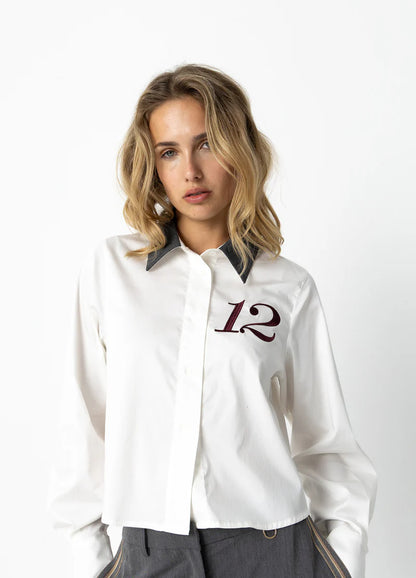 Coster | Chemise blanche courte - Blanche/ gris