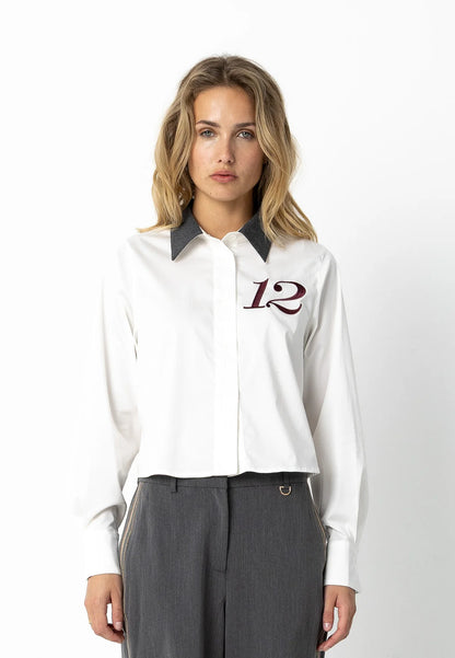 Coster | Chemise blanche courte - Blanche/ gris
