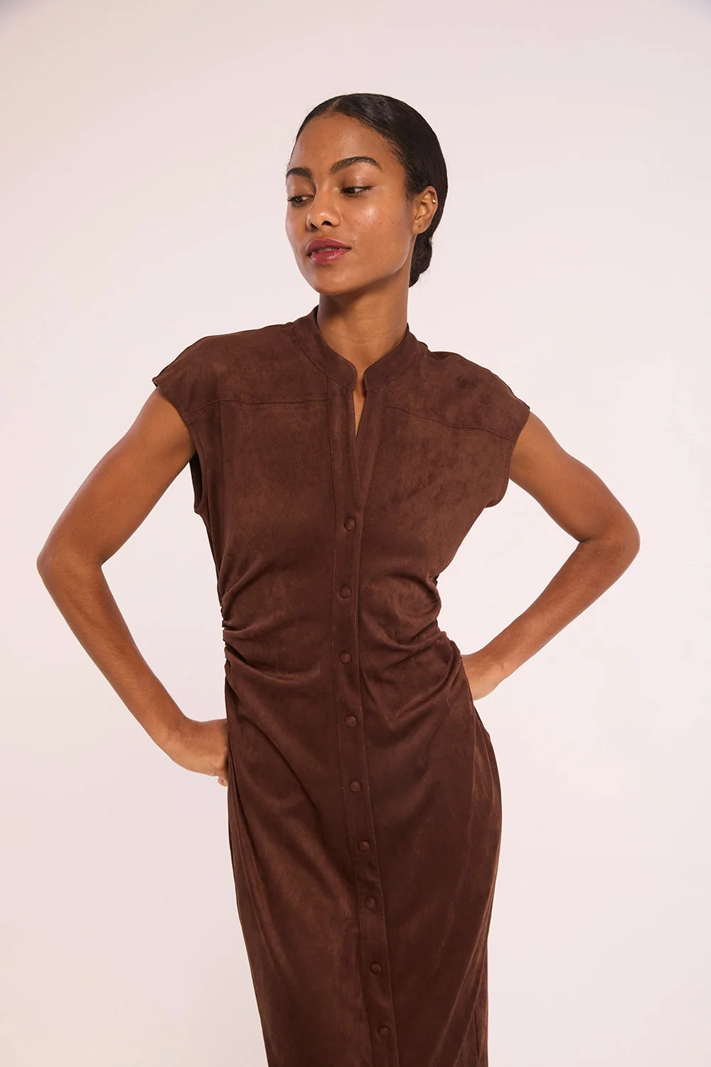 MISA | Robe en Suède 'Maud' | Marron
