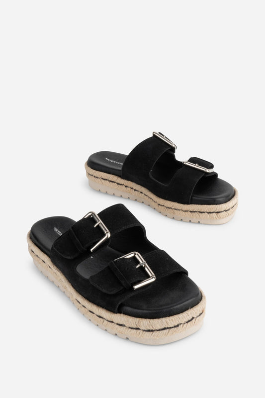 "INTENTIONALLY | Sandales "SIMMER" en daim - Noir