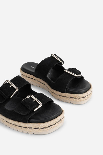 "INTENTIONALLY | Sandales "SIMMER" en daim - Noir
