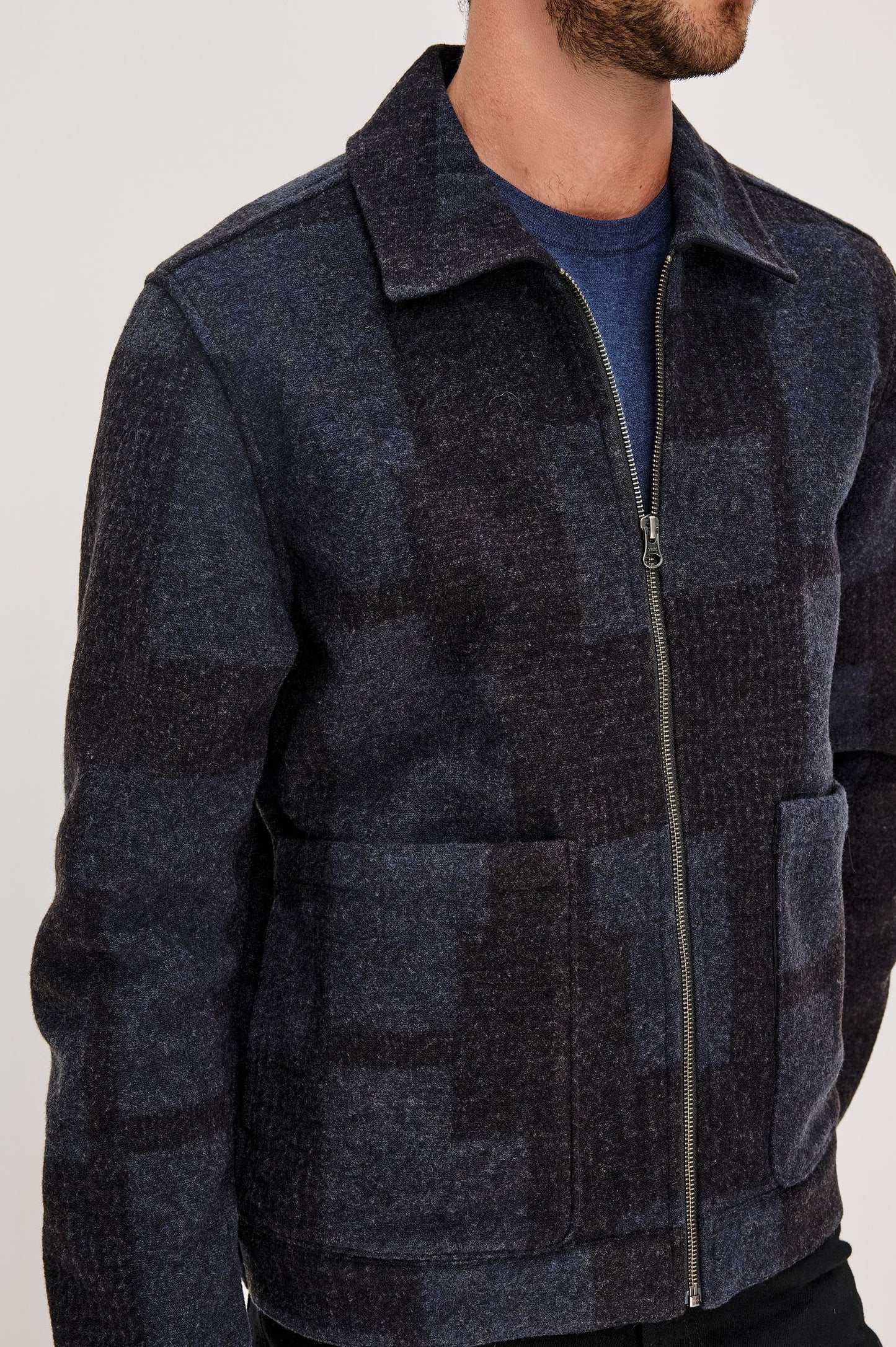 Rails | Veste ''Simon'' en mélange de laine - Noir et bleu marine