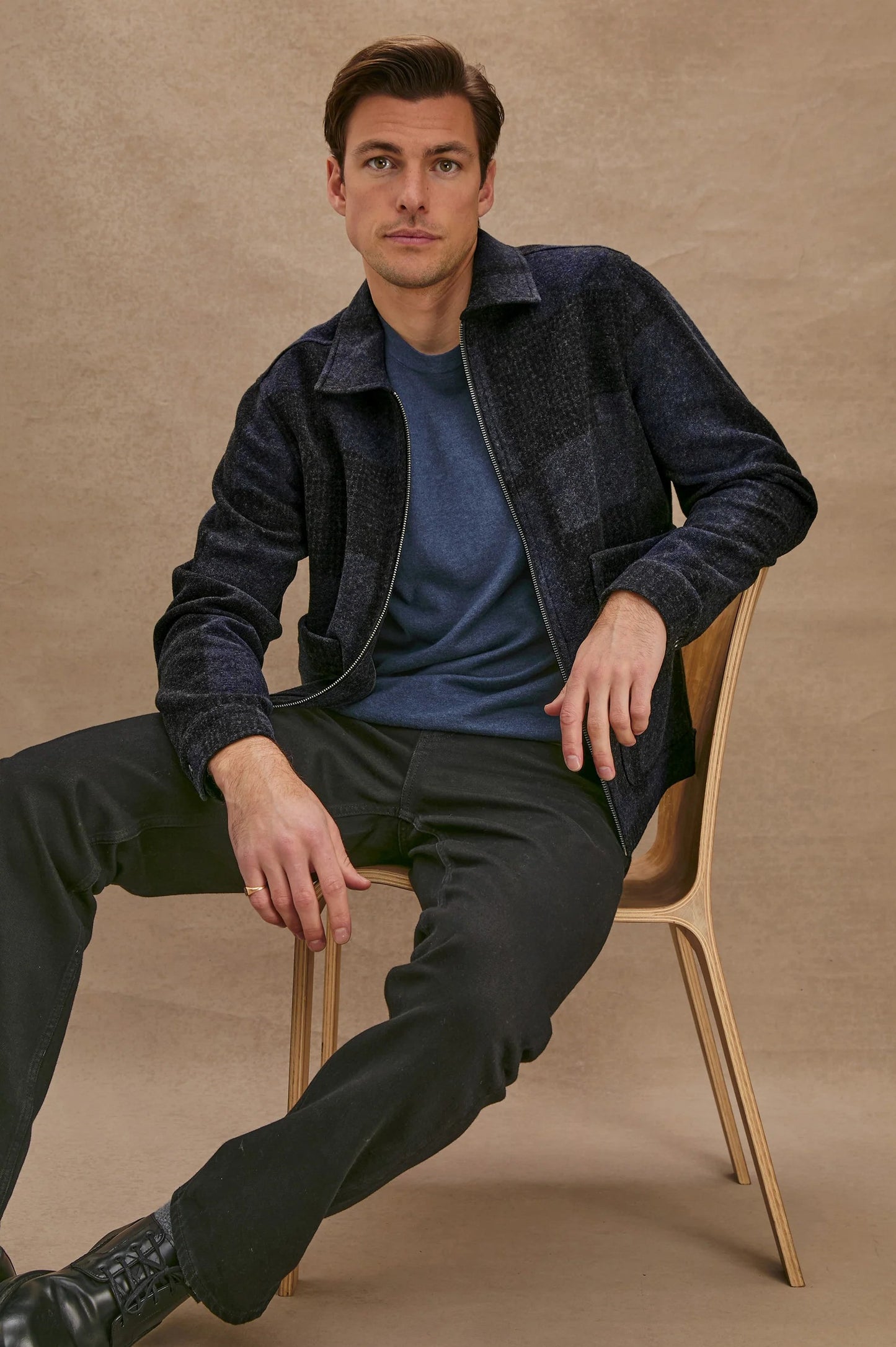 Rails | Veste ''Simon'' en mélange de laine - Noir et bleu marine