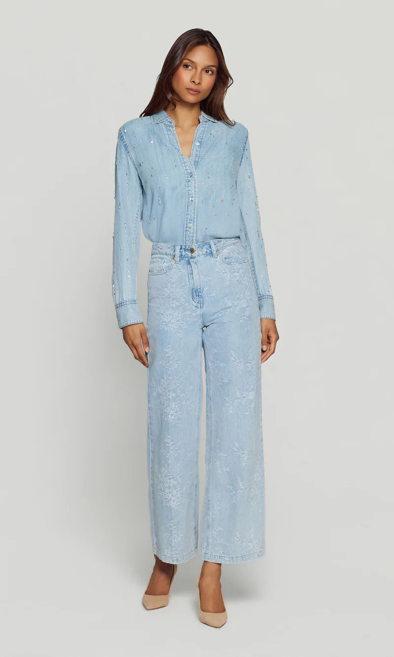 Generation Love | Le jean Milagro à broderies florales - Bleu