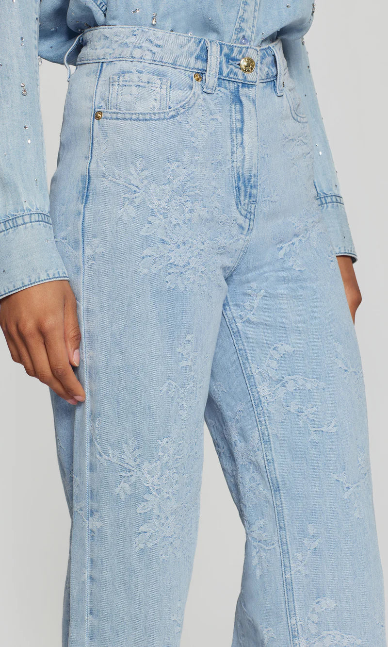 Generation Love | Le jean Milagro à broderies florales - Bleu