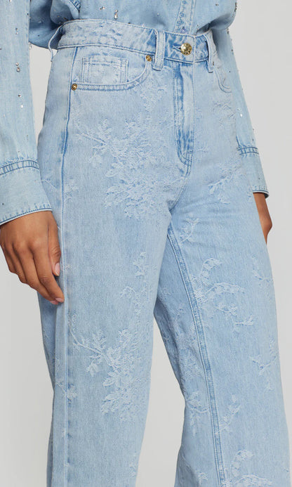 Generation Love | Le jean Milagro à broderies florales - Bleu