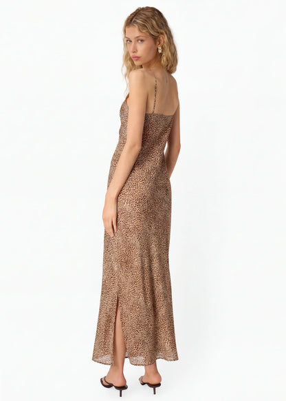 CAMI NYC | Robe longue en mousseline ''Raven'' - Imprimé léopard 