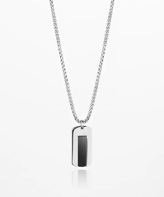 Pig & Hen | Le collier "Dogtag" - Agate noire / Argent