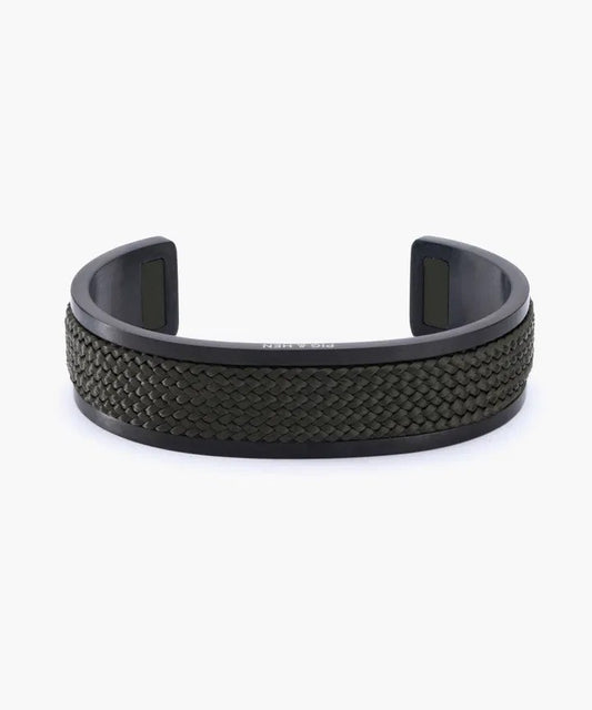 Pig & Hen | Bracelet ''Navarch 14 mm'' - Noir / vert forêt