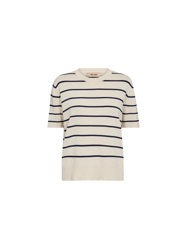 MOS MOSH | Tee Shirt en maille "FINLO" - Blanc/Bleu