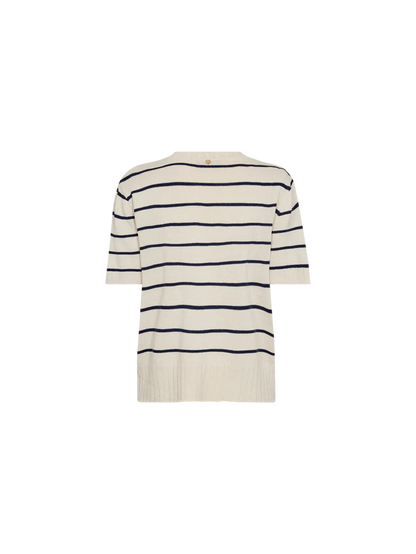 MOS MOSH | Tee Shirt en maille "FINLO" - Blanc/Bleu
