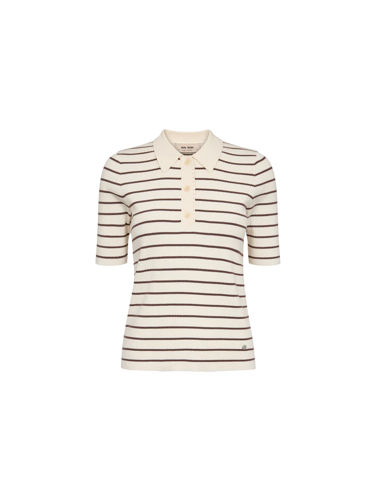 MOS MOSH | Polo en tricot "CALIZ" - Crème/ café