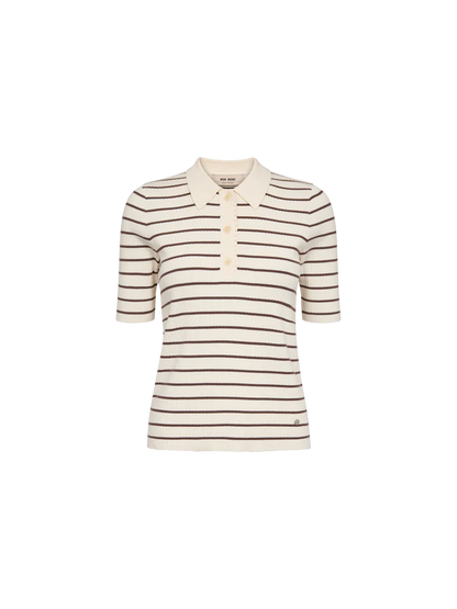 MOS MOSH | Polo en tricot "CALIZ" - Crème/ café