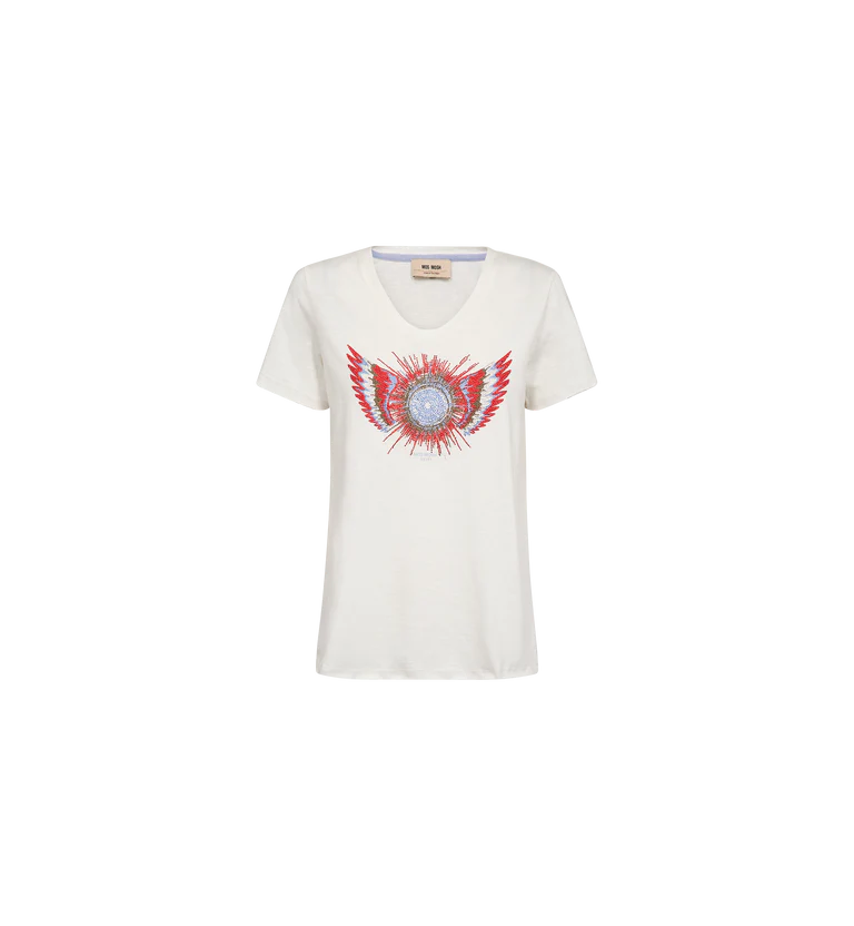 MOS MOSH | T-shirt à col rond "ROMI GETHI"- Ecru
