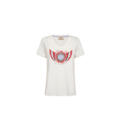 MOS MOSH | T-shirt à col rond "ROMI GETHI"- Ecru