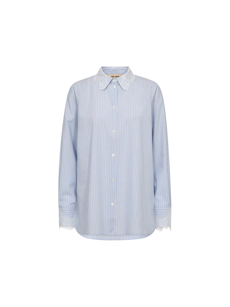 MOS MOSH | Blouse "ELINDA"- Bleu pale/ blanc
