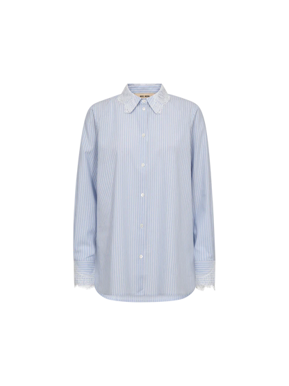 MOS MOSH | Blouse "ELINDA"- Bleu pale/ blanc