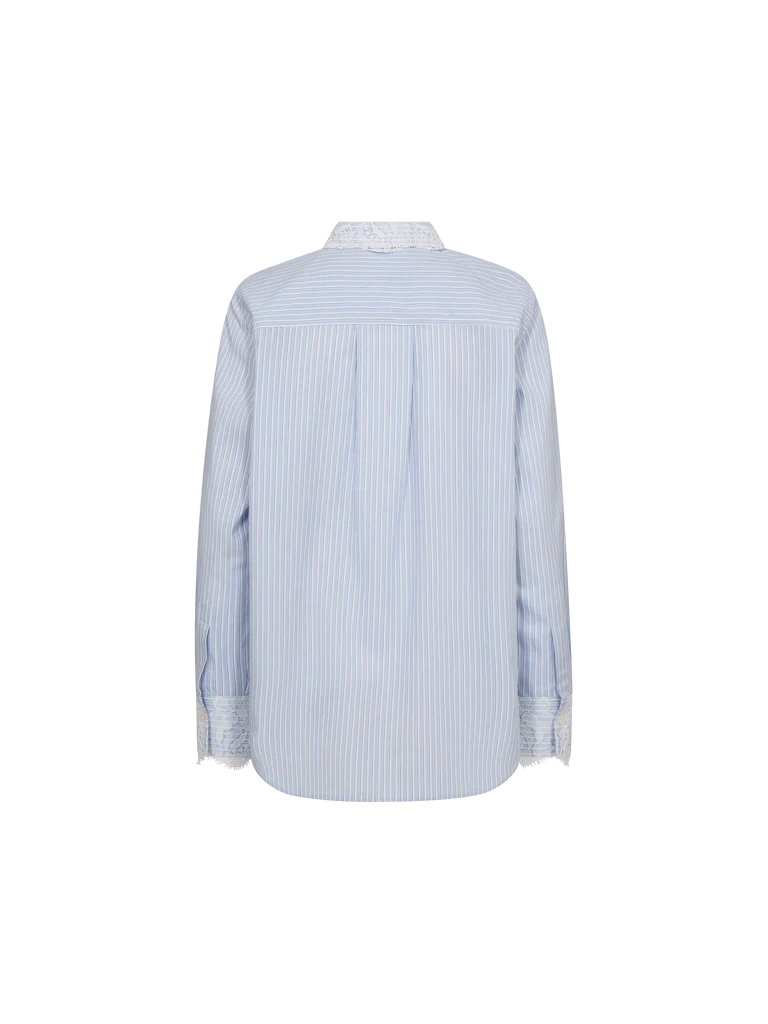 MOS MOSH | Blouse "ELINDA"- Bleu pale/ blanc