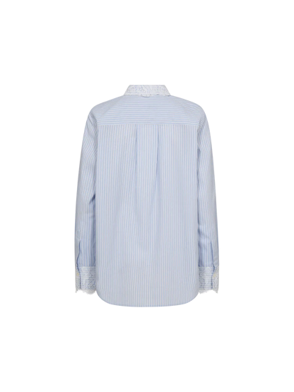 MOS MOSH | Blouse "ELINDA"- Bleu pale/ blanc