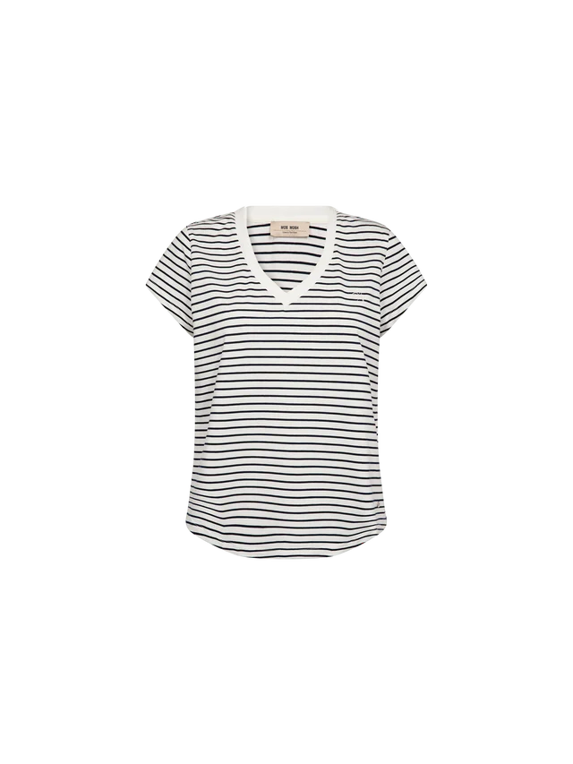 MOS MOSH | T-shirt rayé"KALA" Blanc cassé et bleu marine