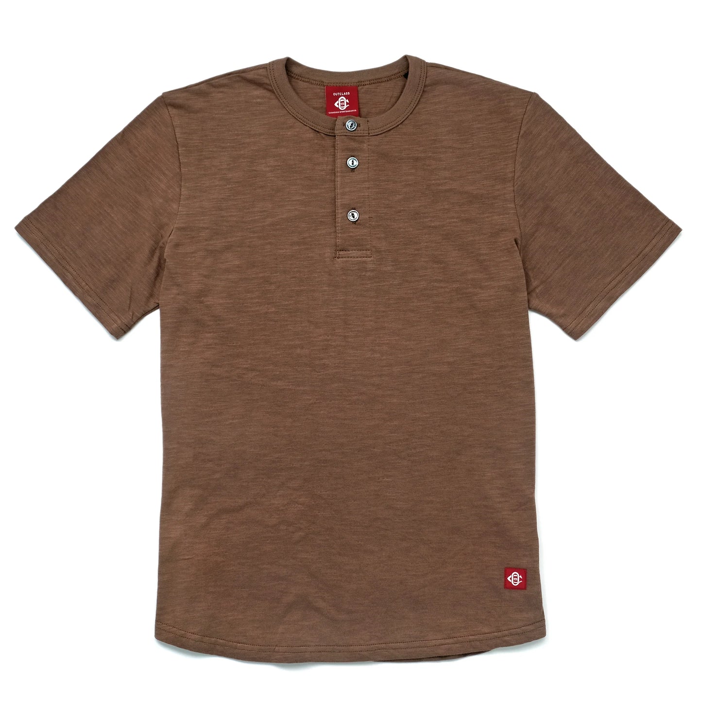 Outclass | T-shirt en cotton slub à col henley - Mocha