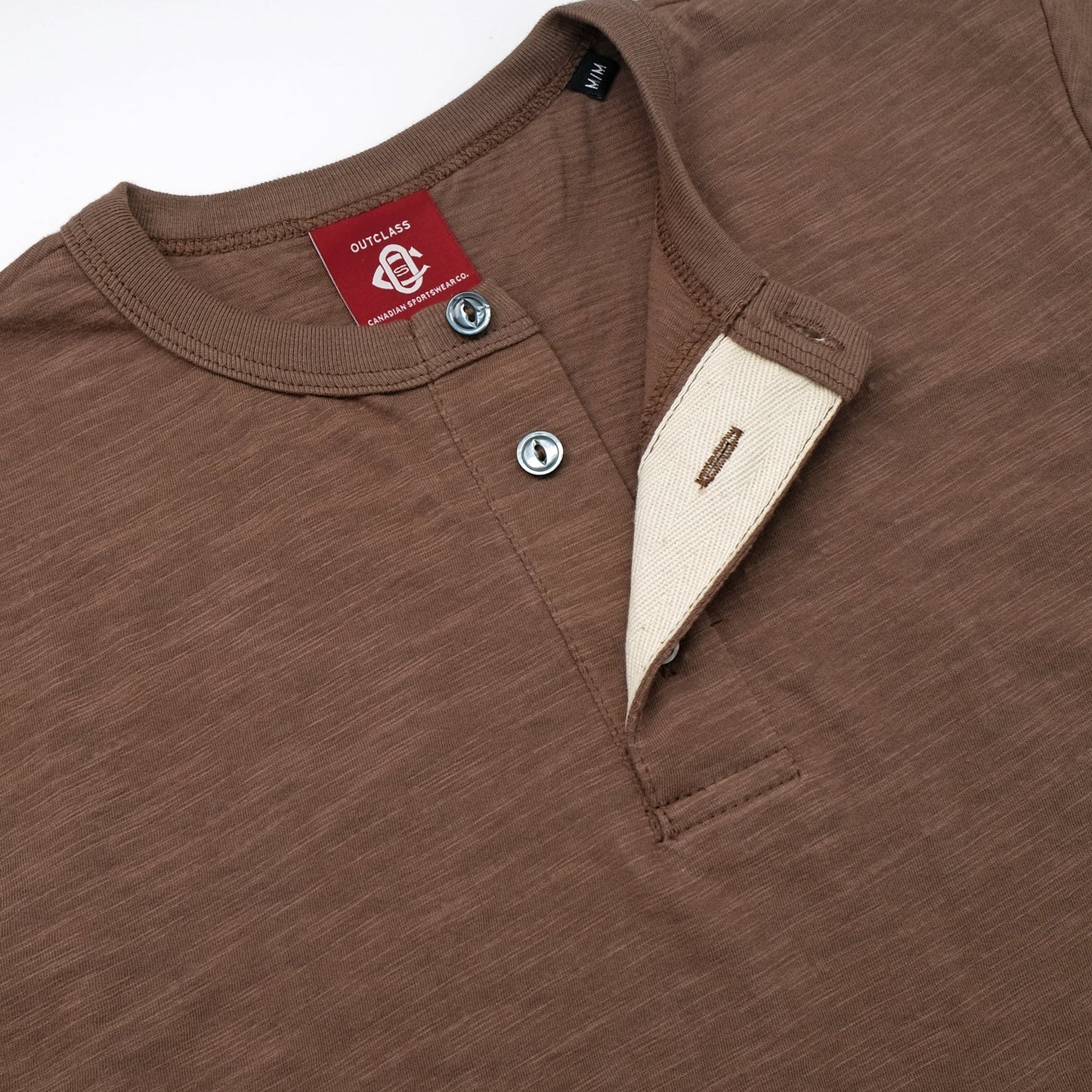 Outclass | T-shirt en cotton slub à col henley - Mocha