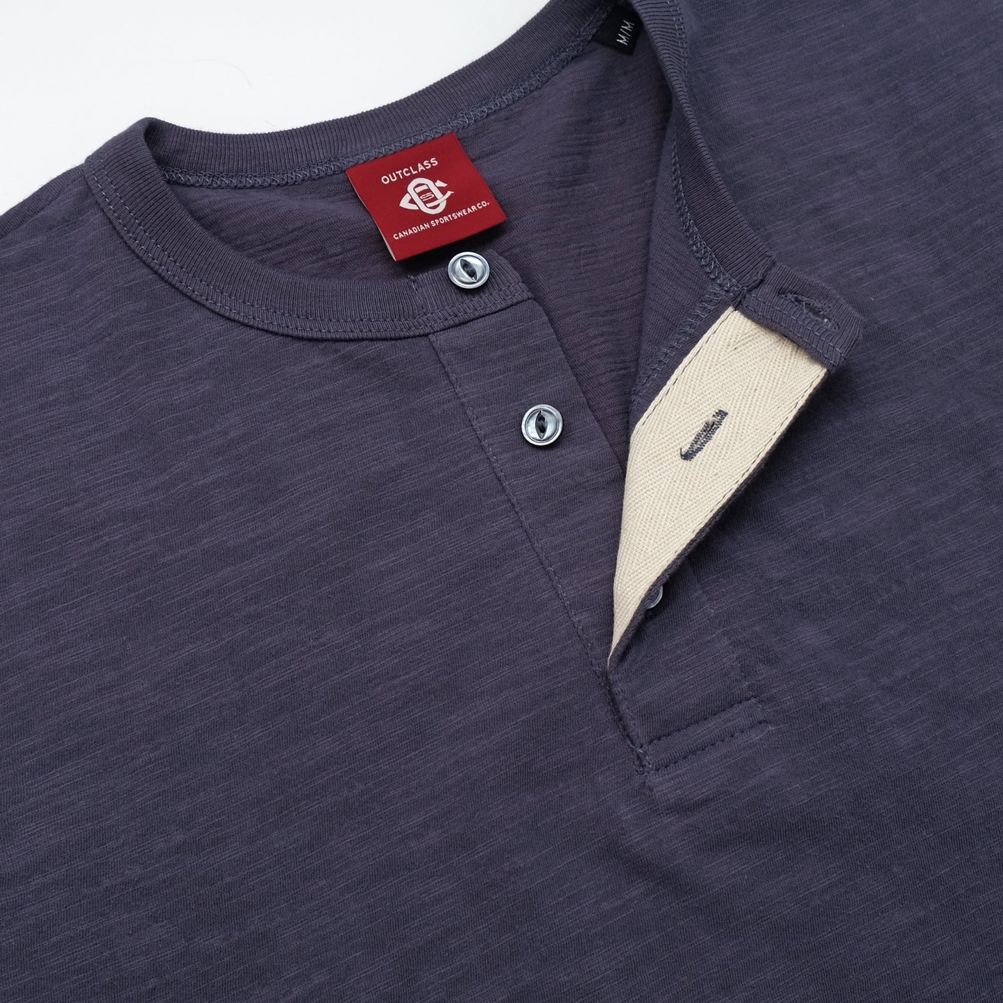 Outclass | T-shirt en cotton slub à col henley - Violet