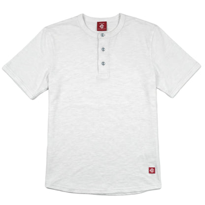 Outclass | T-shirt en cotton slub à col henley - White