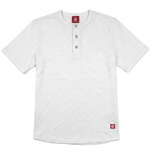 Outclass | T-shirt en cotton slub à col henley - White
