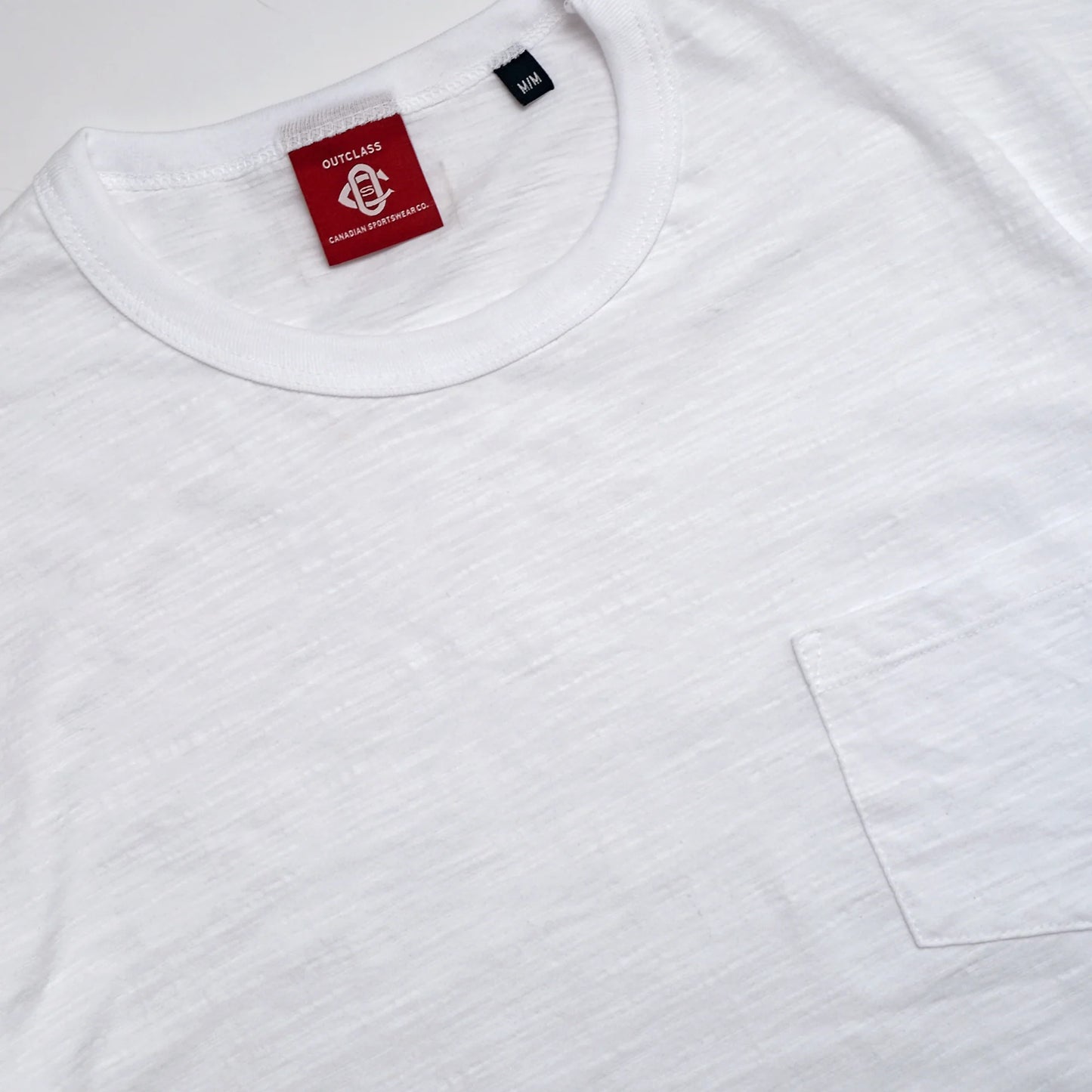 Outclass | T-shirt en cotton slub avec poche - Blanc