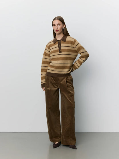 SOFIE SCHNOOR |  Le polo en maille rayé Storma - Marron chiné