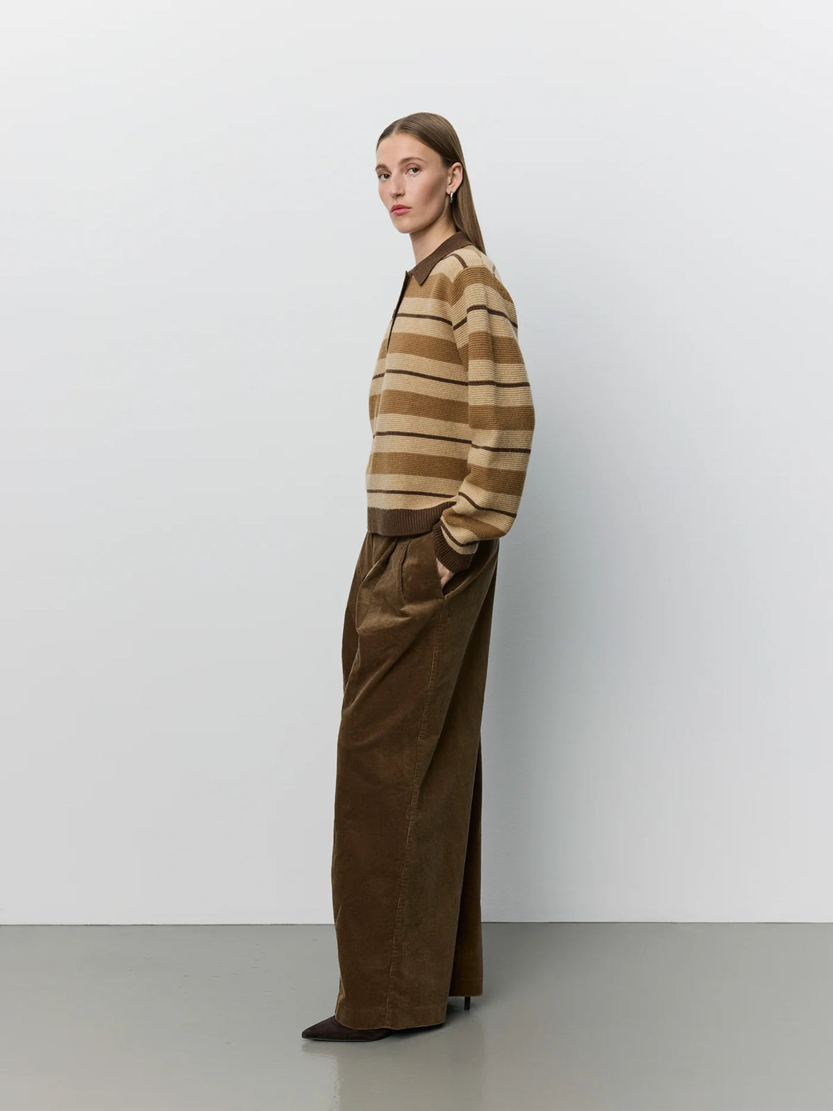 SOFIE SCHNOOR |  Le polo en maille rayé Storma - Marron chiné