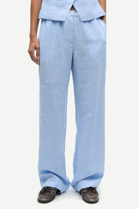 SAMSØE | Pantalons "Satoves" en lin - Bleu clair