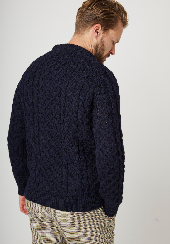 Peregrine | Pull ''Hudson Aran'' en laine britannique - Marine