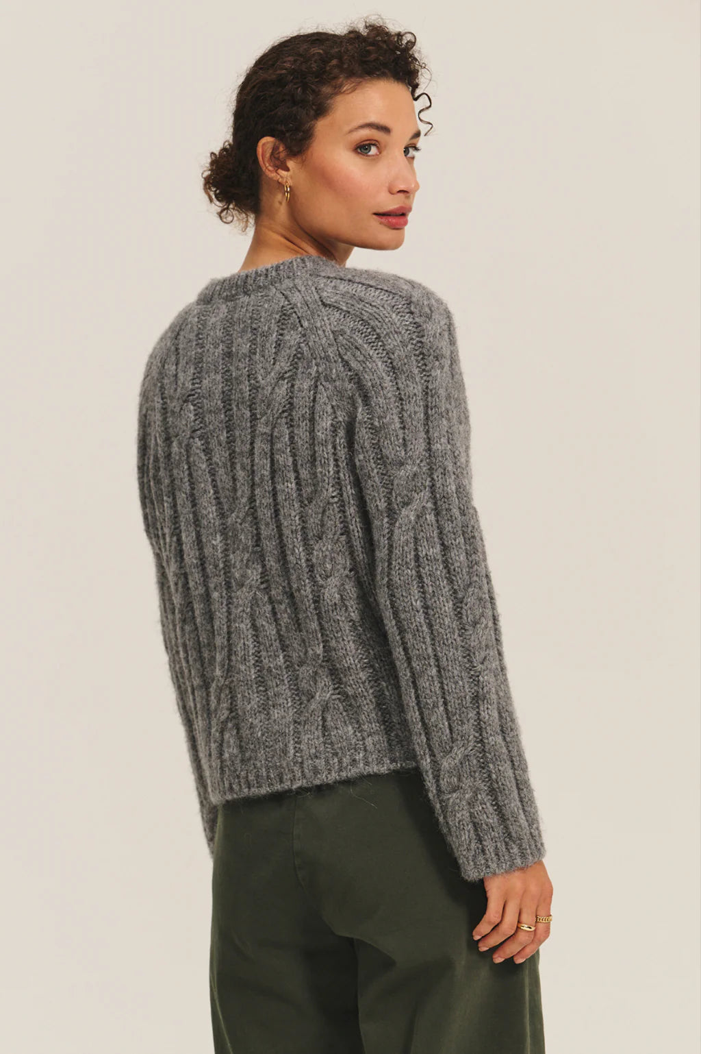 Velvet | Cardigan en maille torsadée ''ALLISON'' - Gris