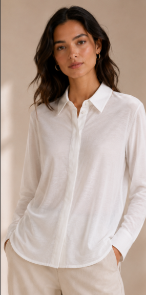Circolo | Chemise 'Camicia Jersey'| Blanc