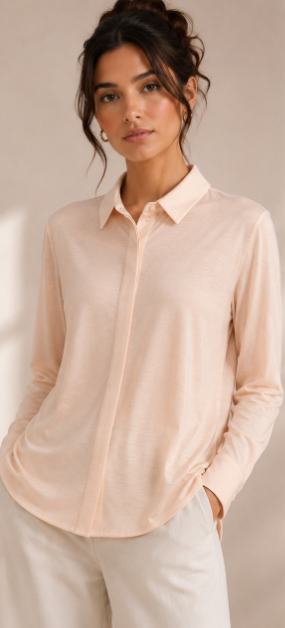 Circolo | Chemise 'Camicia Jersey'| Pêche
