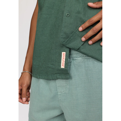 Revolution | Chemise cubaine en lin et coton - Vert