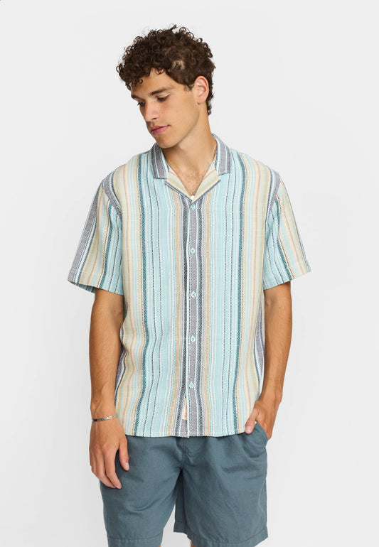 Revolution | Chemise cubaine à manches courtes / 3161- Bleu multi