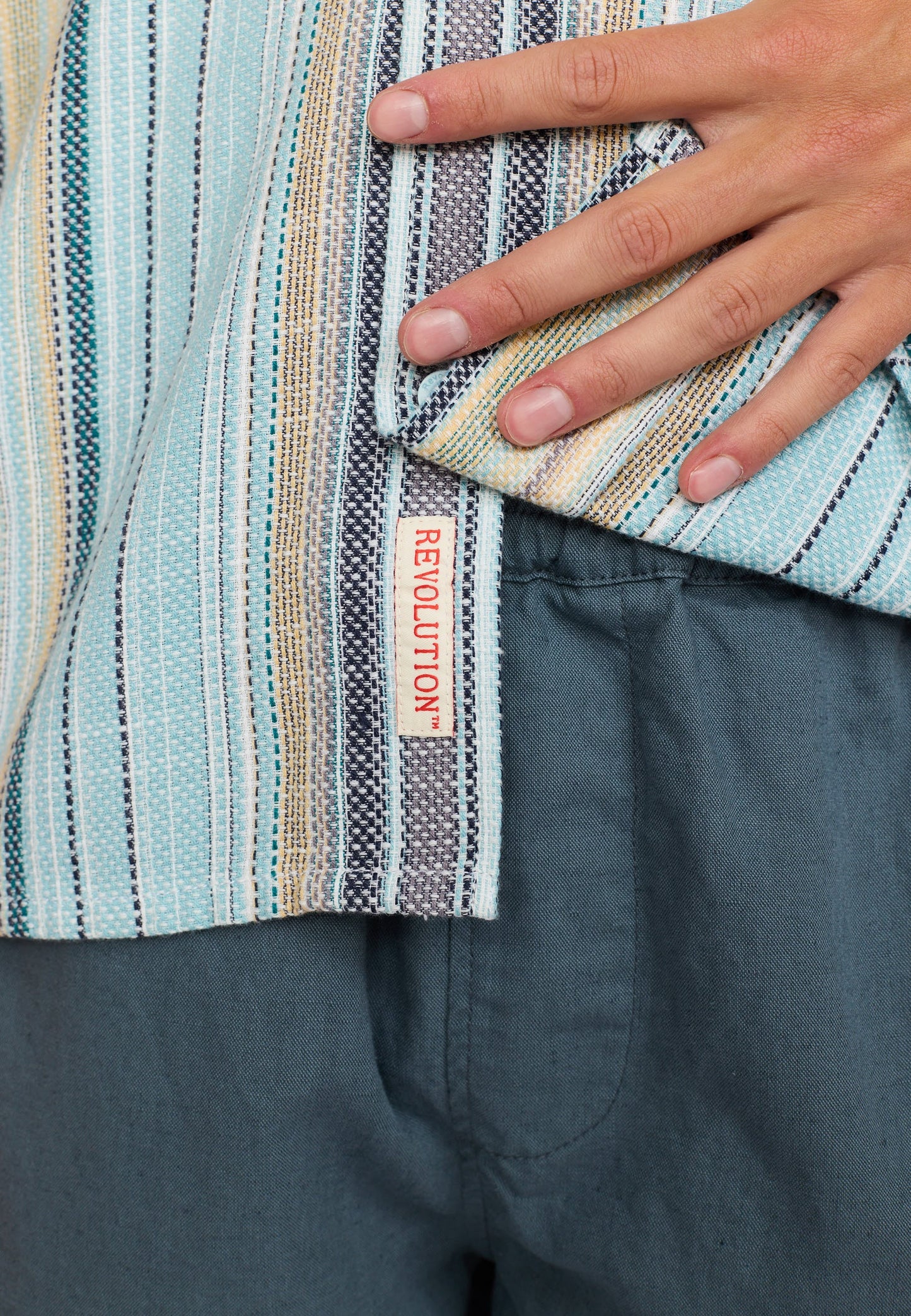 Revolution | Chemise cubaine à manches courtes | 3161- Bleu multi