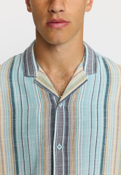 Revolution | Chemise cubaine à manches courtes | 3161- Bleu multi