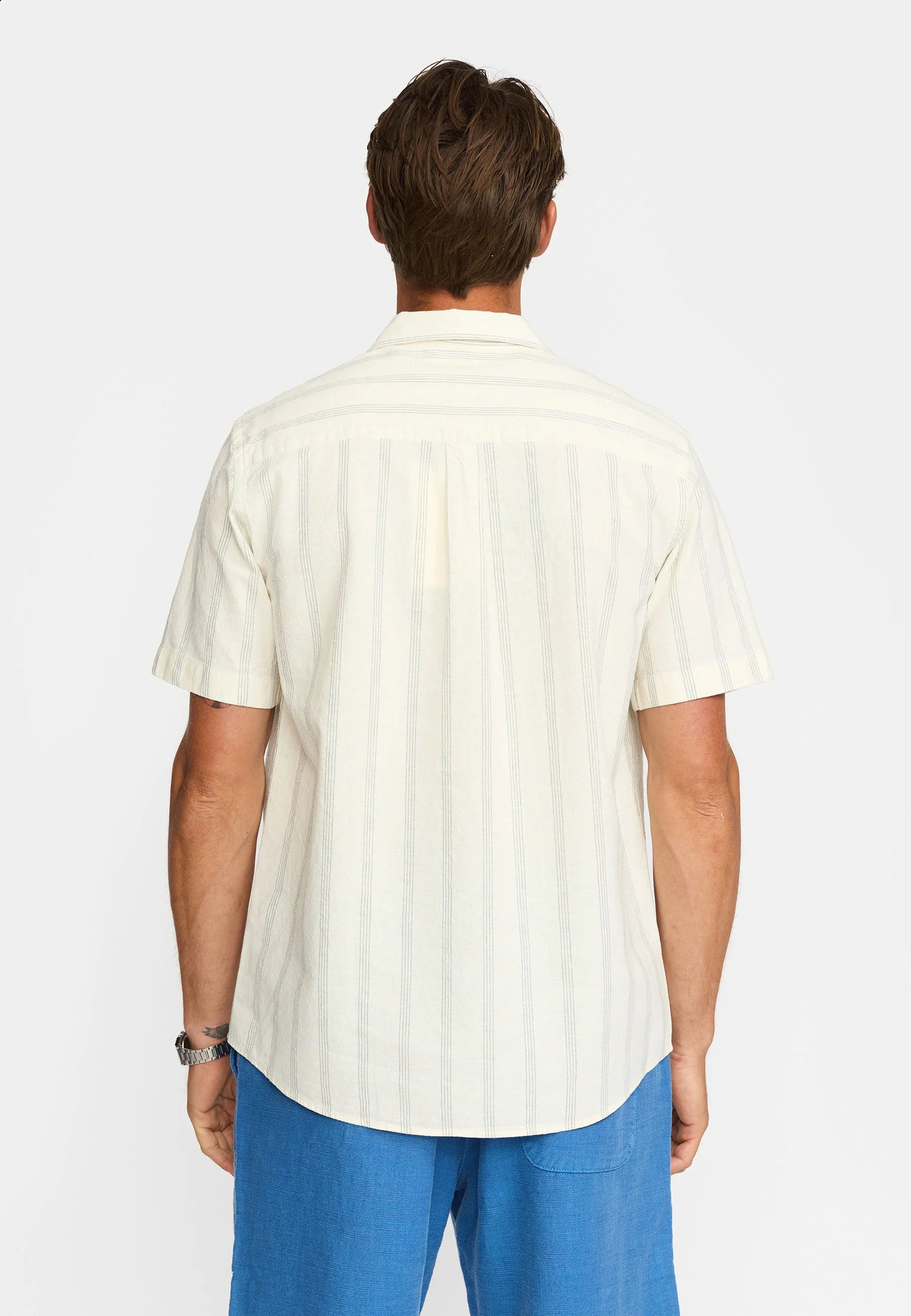 Revolution | Chemise cubaine à manches courtes rayée / 3237 - Bleu
