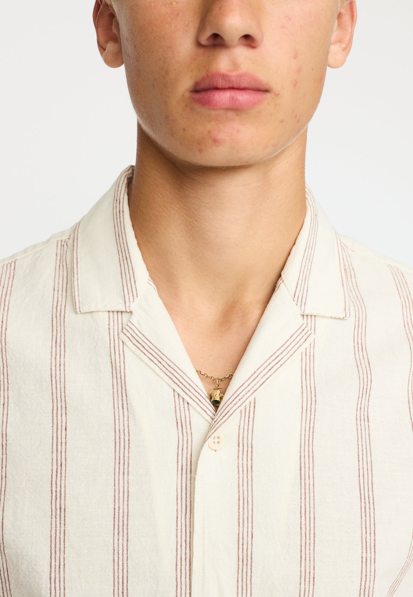 Revolution | Chemise cubaine à manches courtes rayée / 3237 - Orange foncé